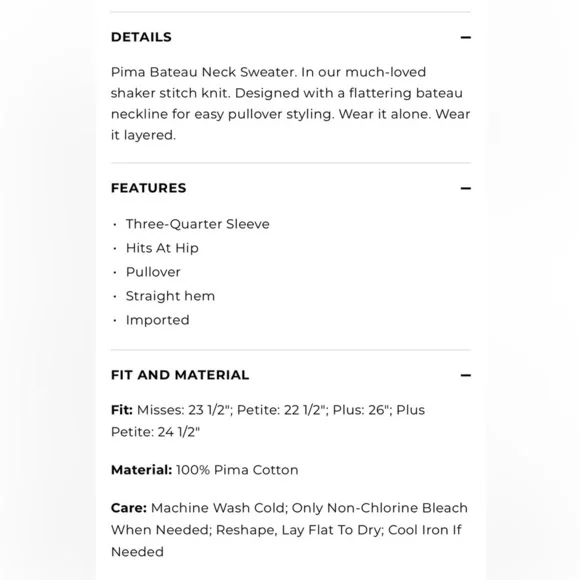 Talbots Plus 100% Pima Cotton Bateau Neck Sweater - Picture 2 of 9